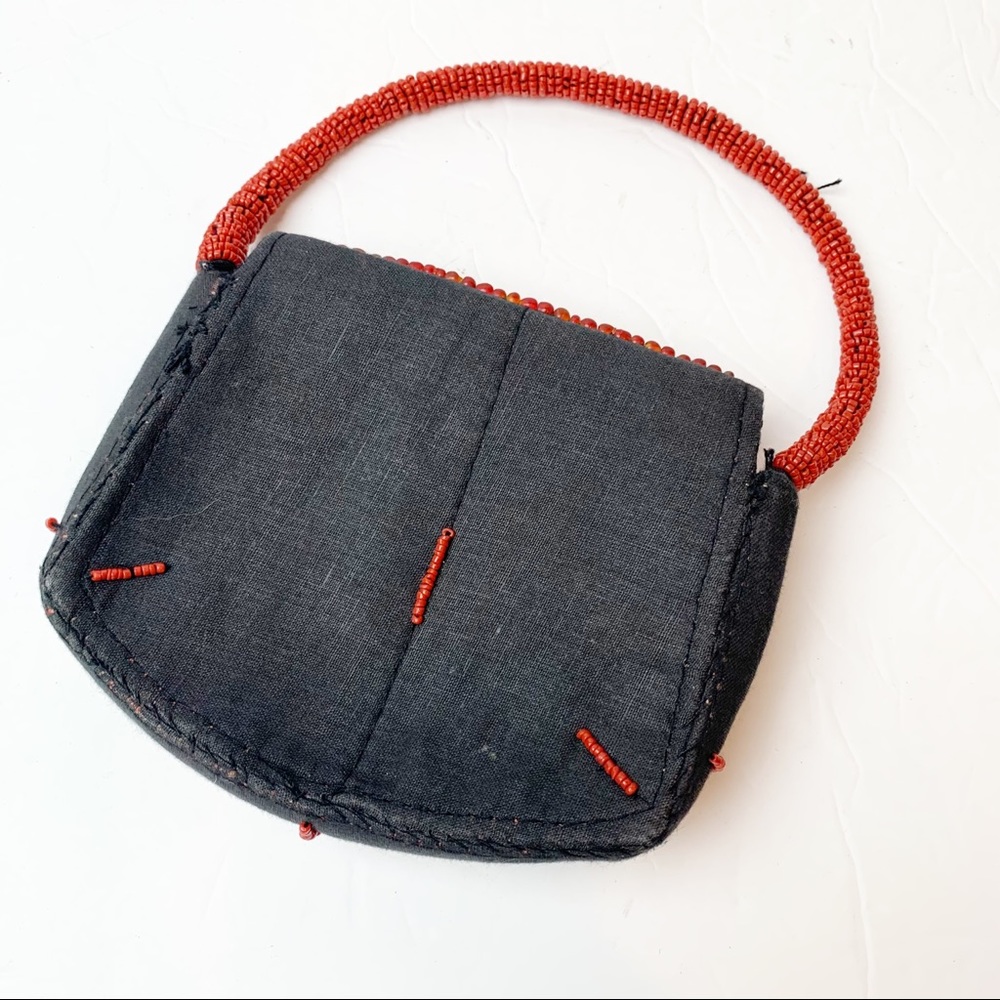 Sudha | 1960's Vintage Hand Beaded Cabochon Mini Bag Purse - Picture 5 of 8